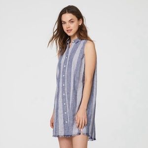 beachlunchlounge Anthropology Zena Linen Blend Distressed Hem Shirt Dress SZ S/P